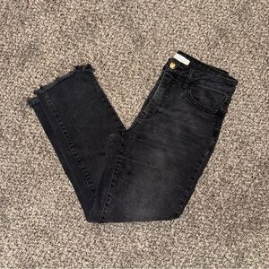 C Est. 1946 - Frayed Hem Black Cropped Jeans